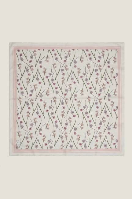 RHS Printed Silk Scarf 70cm x 70cm | Cream/Sage