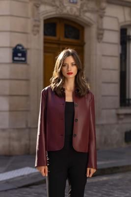 Sylvie Faux Leather Short Coat