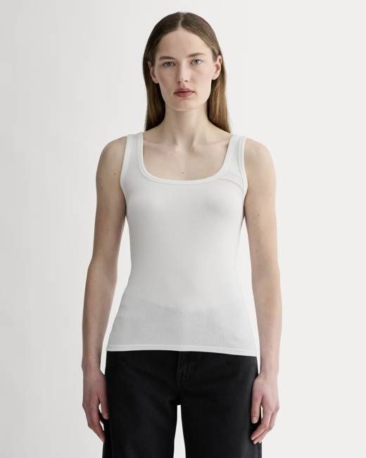 The Luxe Rib Square-Neck Tank | White