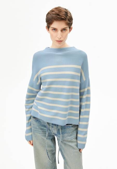 MERINAA STRIPES KNIT SWEATER | blue glow-oatmilk