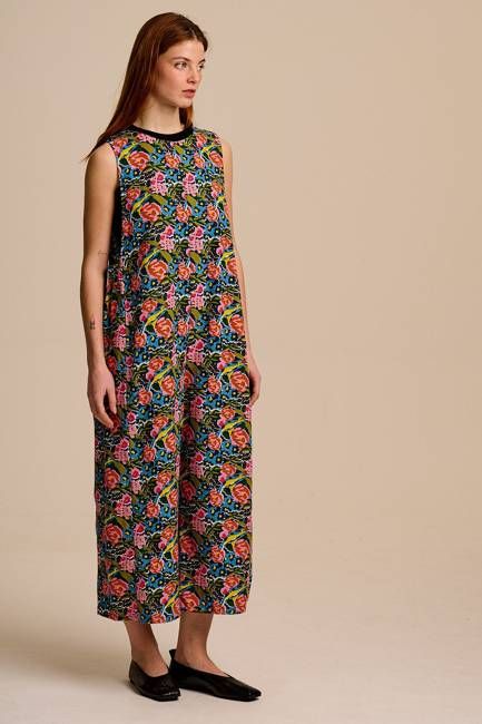 Tilda - Cotton & Viscose Wide Leg Jumpsuit in Blue Birdie Floral