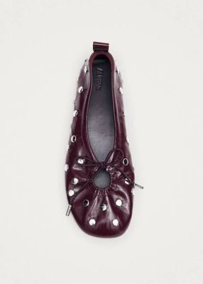 Rosalind All Studs Patent Burgundy Leather Ballet Flats