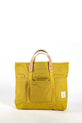 Canvas Construction Tote in Chartreuse
