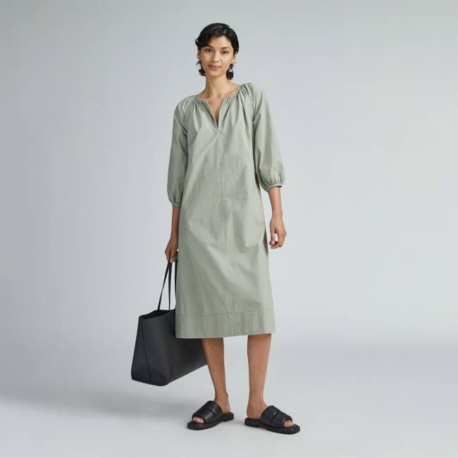 The Raglan Sleeve Poplin Dress | Seagrass