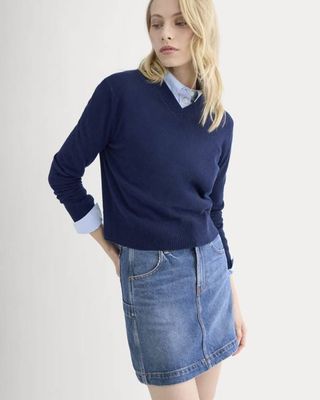 Denim Utility Mini Skirt | Dark Indigo