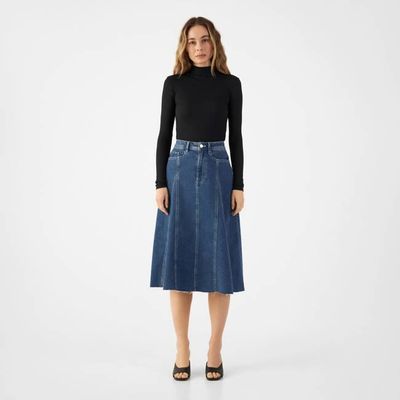 SOL Skirt Minimal Stretch - Midi - Vintage Blue