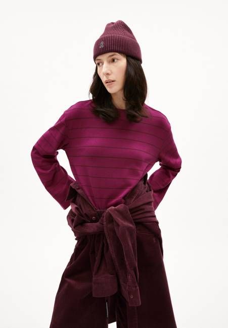 MARYNAA FINE STRIPE LONGSLEEVE| cherry juice-cranberry juice