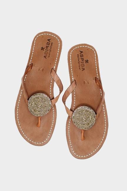 Disc Leather Sandals | Goldshine