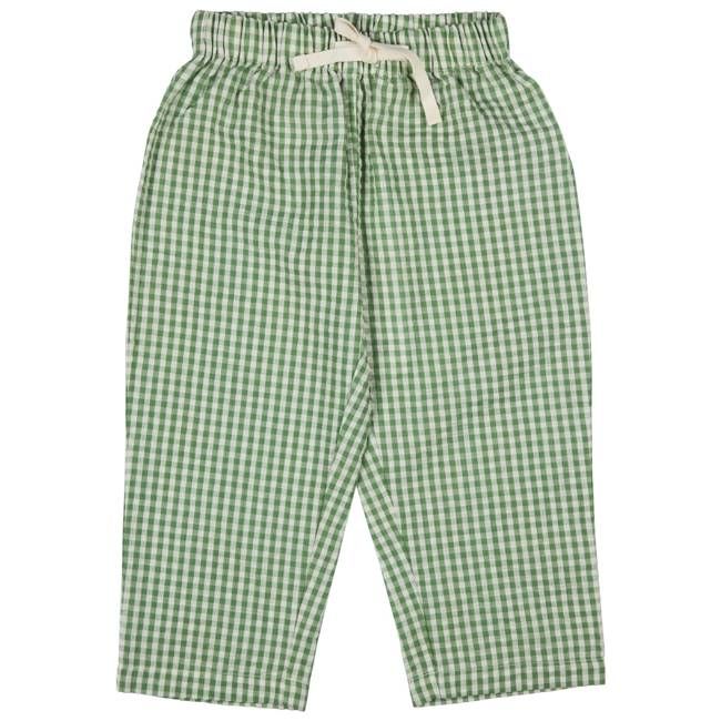 Loose Summer Pants (Seersucker Check) - Green