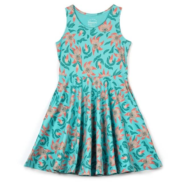 Kids Organic Cotton Sleeveless Twirl Dress: Tiger Lily