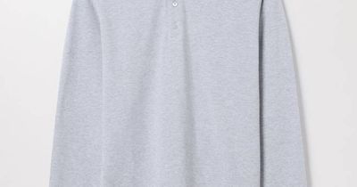 Grey Melange Long Sleeve Pique Polo | Organic Cotton | Asket