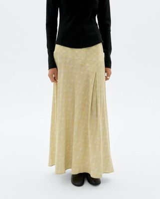 Yellow checkered long Esqué Tori skirt