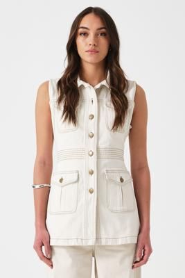 Ani Denim Vest in Ecru