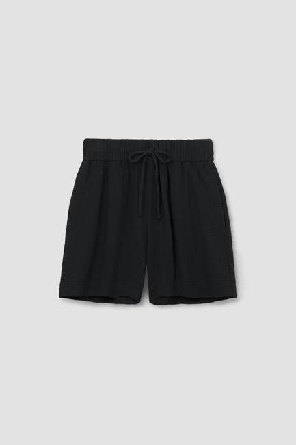 Paola Organic Cotton Cheesecloth Shorts in Black