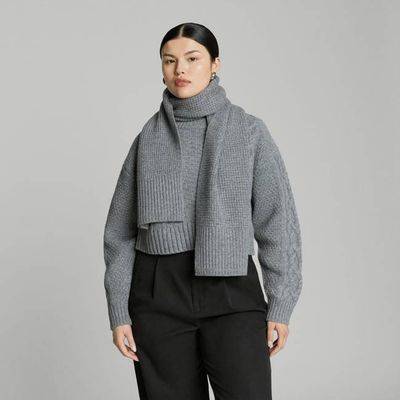 The Felted Merino Waffle-Knit Scarf | Mid Heathered Grey