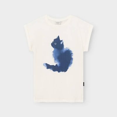 DEDICATED - T-shirt Visby Watercolor Cat Off-White