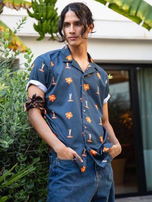 CALYPSO DARK BLUE FLOWERS SHIRT