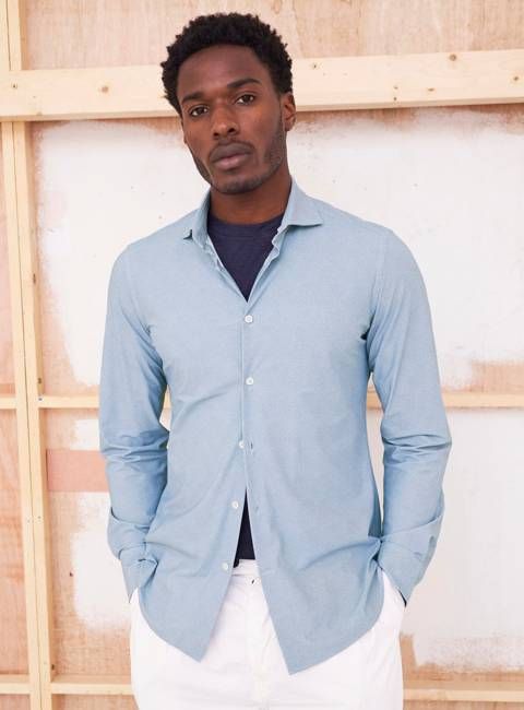 Recycled Italian Sky Twill Print Comfort Shirt
