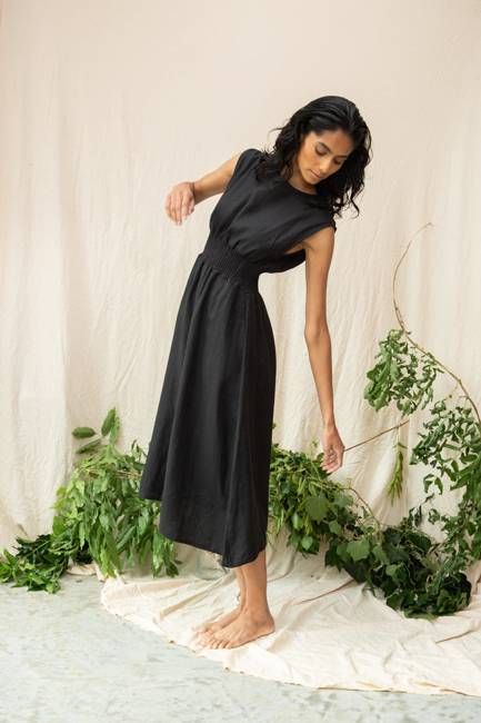 Ottillie-May Linen Dress in Black