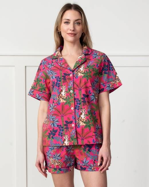 Big Cat Energy - Short PJ Set - Fuchsia