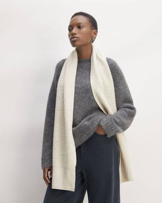 The Felted Merino Waffle-Knit Scarf | Heathered Oat