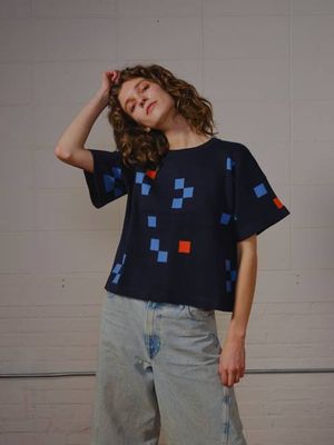 Albers Short Sleeve Sweater Tee- Indigo