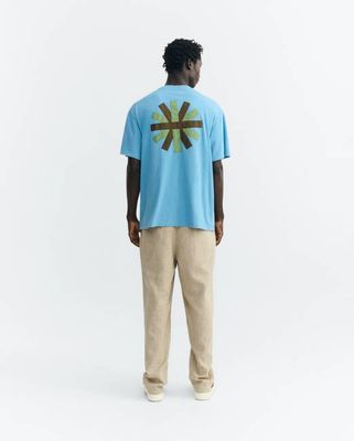 Aaron blue patched sun back t-shirt