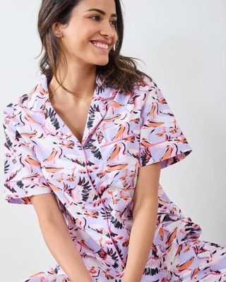 Pretty Pelicans - Short Sleeve Top & Cropped Pants Set - Lavender