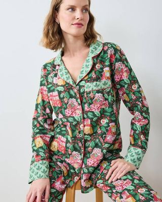 Holly Gifts - Lightweight Flannel Long PJ Set - Garland