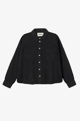 Lela Boxy Shirt, Black Japanese Denim