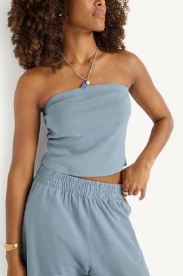 Daybreak Bandeau Top - Dusk Blue Cotton Rib