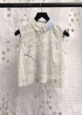 1950S Silk Map Sleeveless Shirt Multi