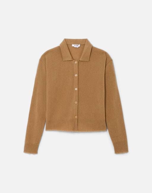 The Loose Polo Cardigan - Toffee