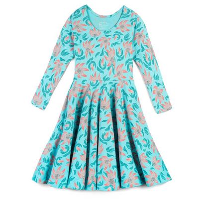 3/4 Sleeve Twirl Dress: Tiger Lily - FINAL SALE