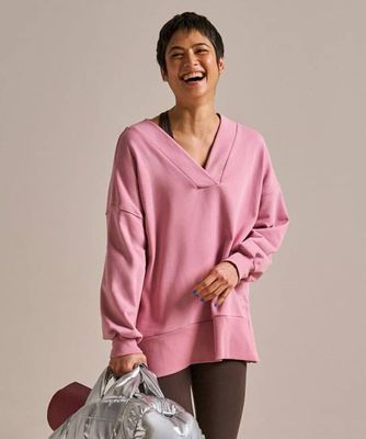Oversized V Neck Sweat Top