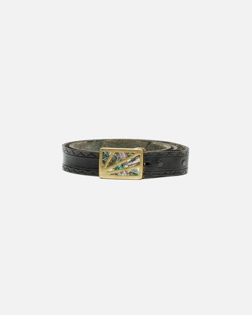 60s Abalone Inlaid Brass Belt -#32