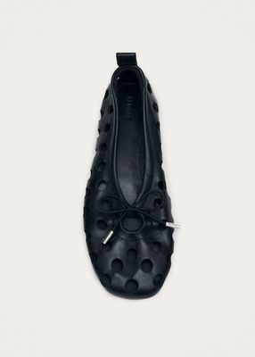 Rosalind Ballerinas aus schwarzem Leder mit Ausschnitt