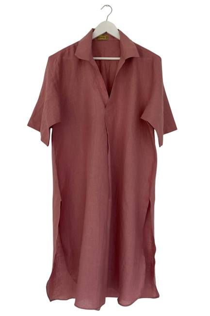 NEW! Linen Collar Kurta Tunic Nostalgia Rose