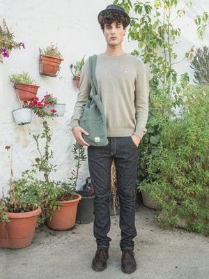 MEN'S STRAIGHT JEANS TROUBADOUR HEMP DENIM RAW BLACK