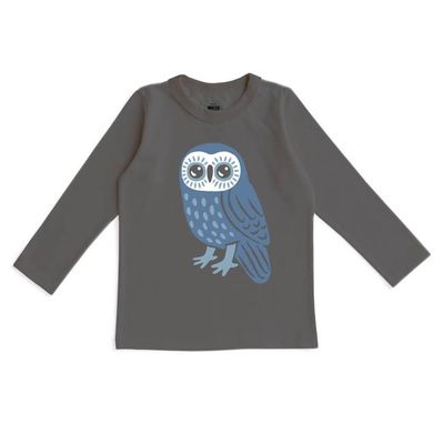 Long Sleeve GRAPHIC Tee - Midnight Owl Charcoal