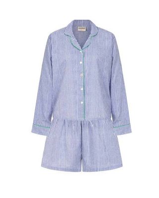 Blaues, kurzes Pyjama-Set mit Gingham