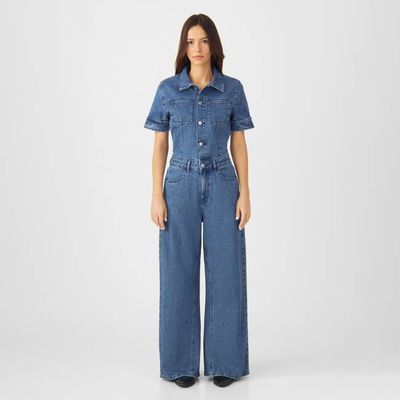 TWITTER Minimal Stretch - Short Sleeve Overall - Medium Blue