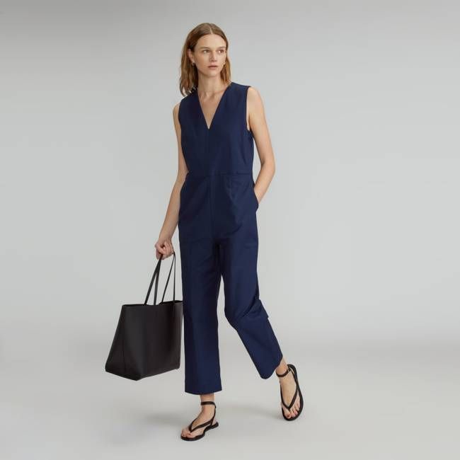 The Structured Cotton Jumpsuit | Navy