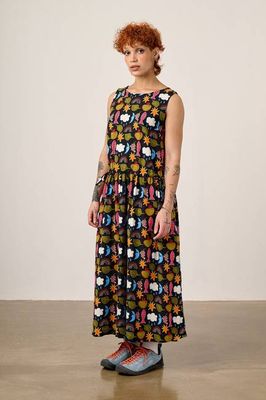 Sacha - Cotton & Viscose Midi Dress in Naive Shapes Print