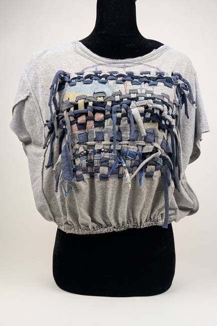 Grey Woven Constance Wilde Upcycled Cropped Top