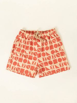 NOKIE GEOMETRIC RED &amp; CREAM MEN'S SWIMSUIT