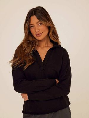 Lucetta Cotton Blend Terry Collar Top