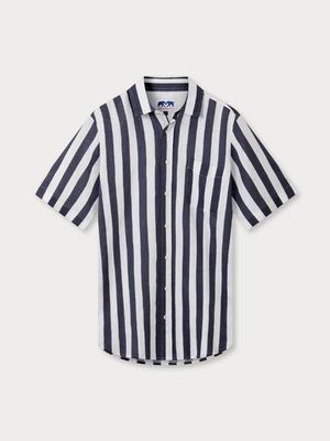 Men's Navy Candy Stripe Manjack Linen Shirt