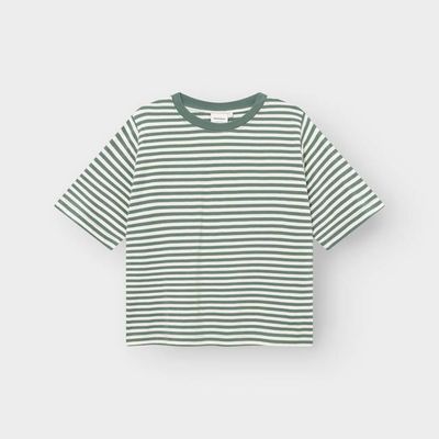 DEDICATED - T-shirt Vadstena Stripes Green/Off-White