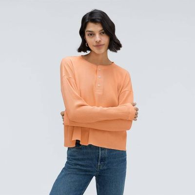 The Organic Cotton Waffle Henley | Orange Chiffon